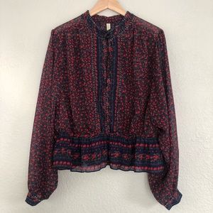 Free People Floral Blouse Large Victorian